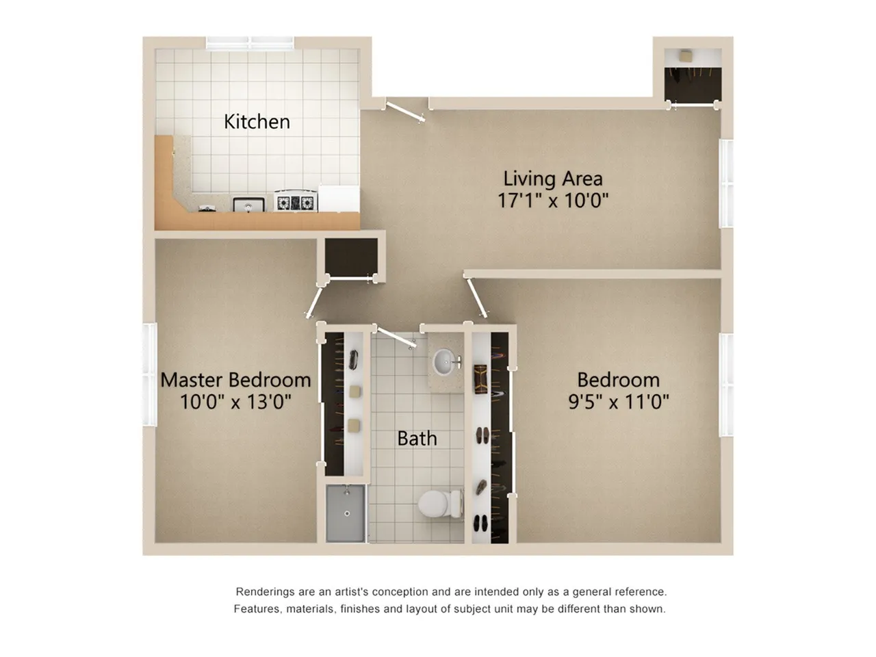 2 Bedroom Layout at second street apartments