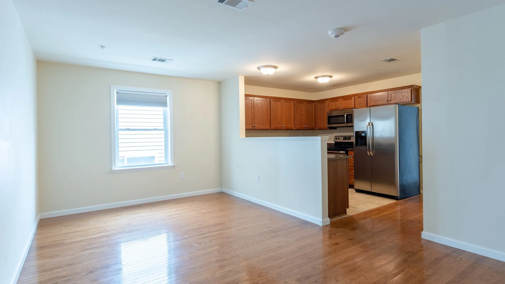 Apartment interior looking at kitchen