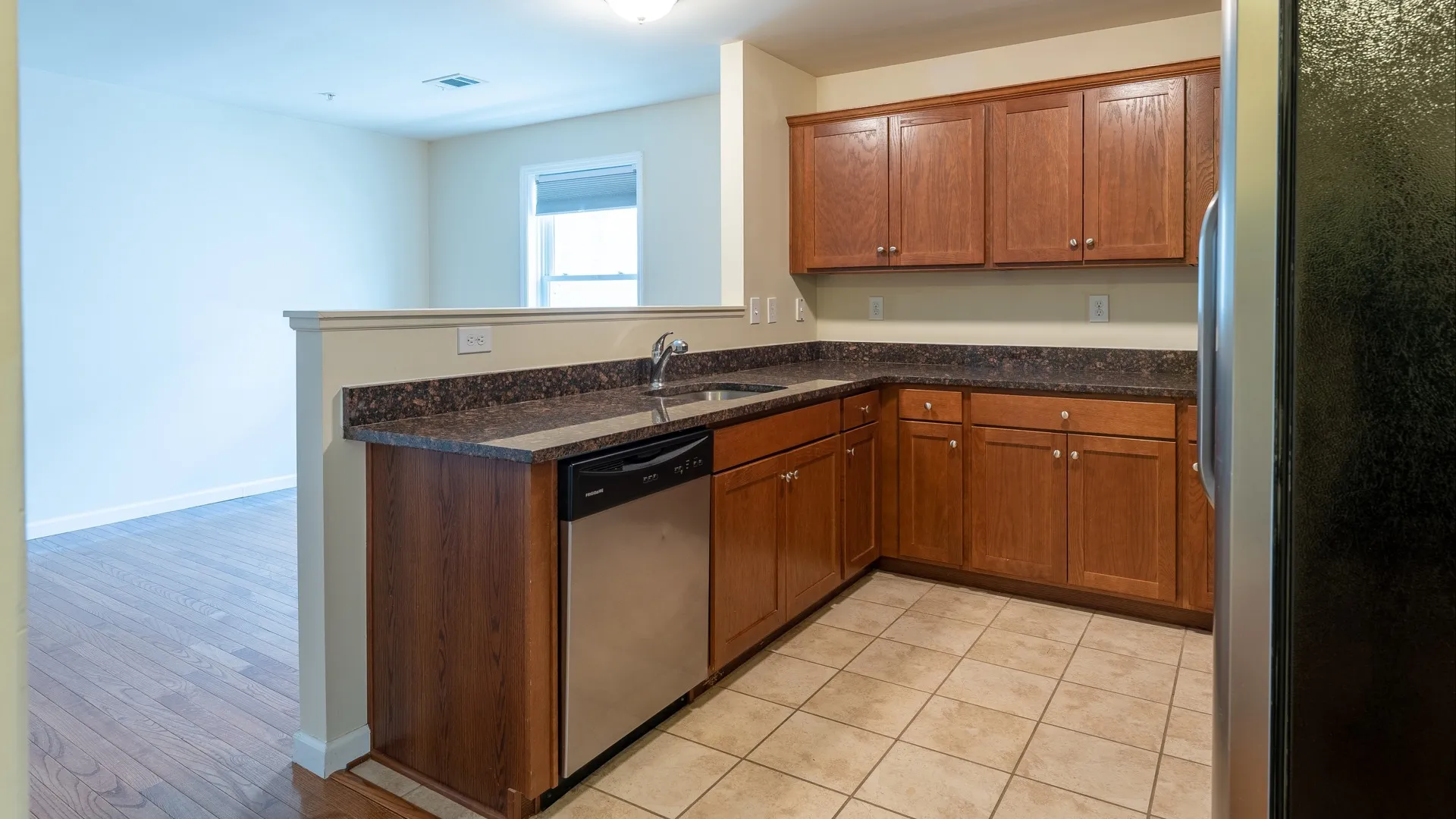 Kitchen with half wall
