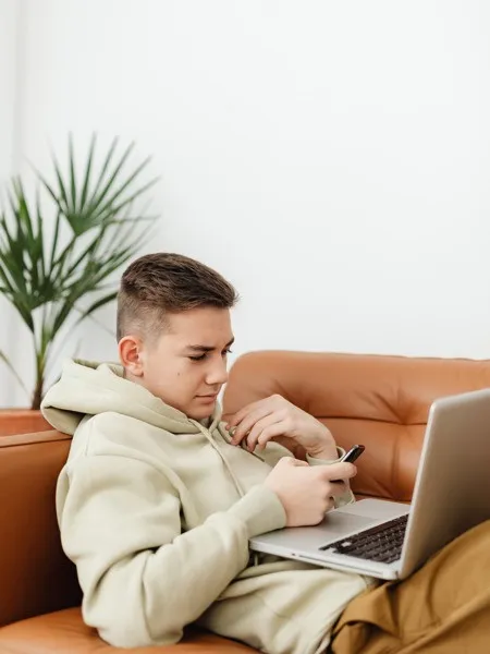 young man relaxing on couch