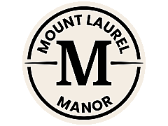 Elegant logo for Mount Laurel Manor featuring a bold 'M' with a classic circular design.