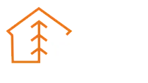 Elegant logo design featuring an orange outline of a house with minimalist geometric styling.