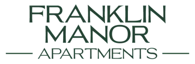 Elegant Franklin Manor Apartments logo in sophisticated green typography.