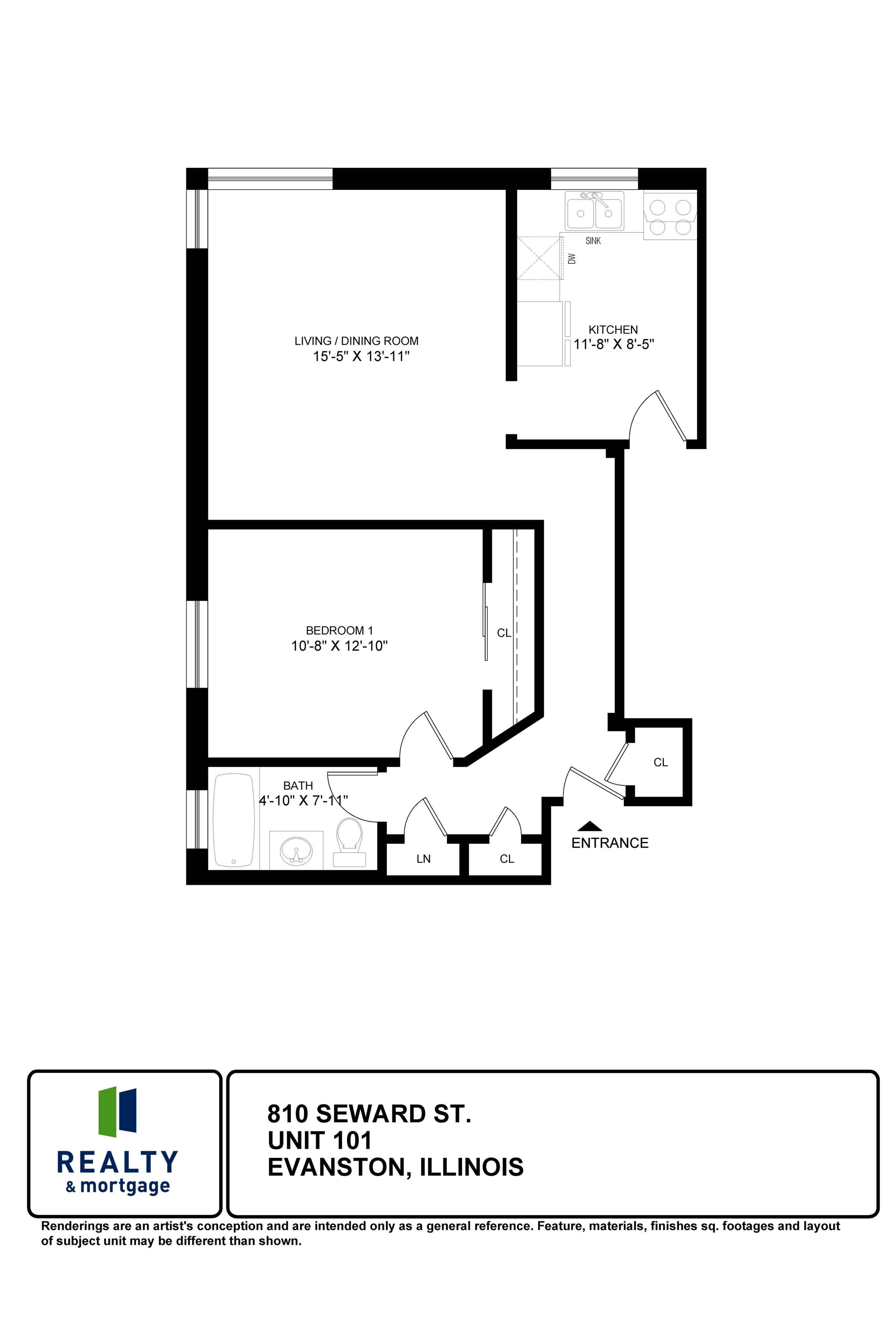 810 Seward 01 Tier One Bedroom Floor Plan.