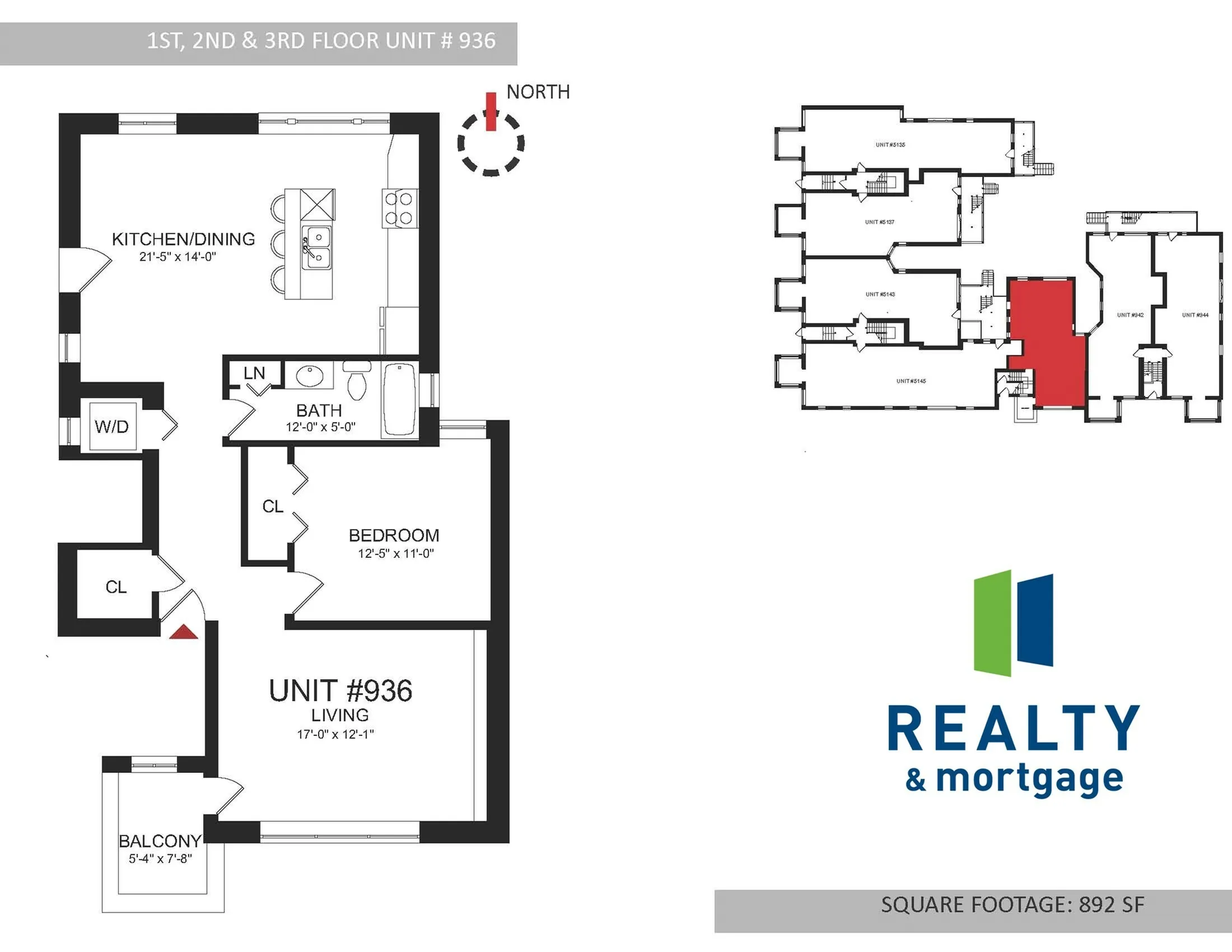 936 East 52nd Street 892 Square Foot One Bedroom With Patio Floor Plan.