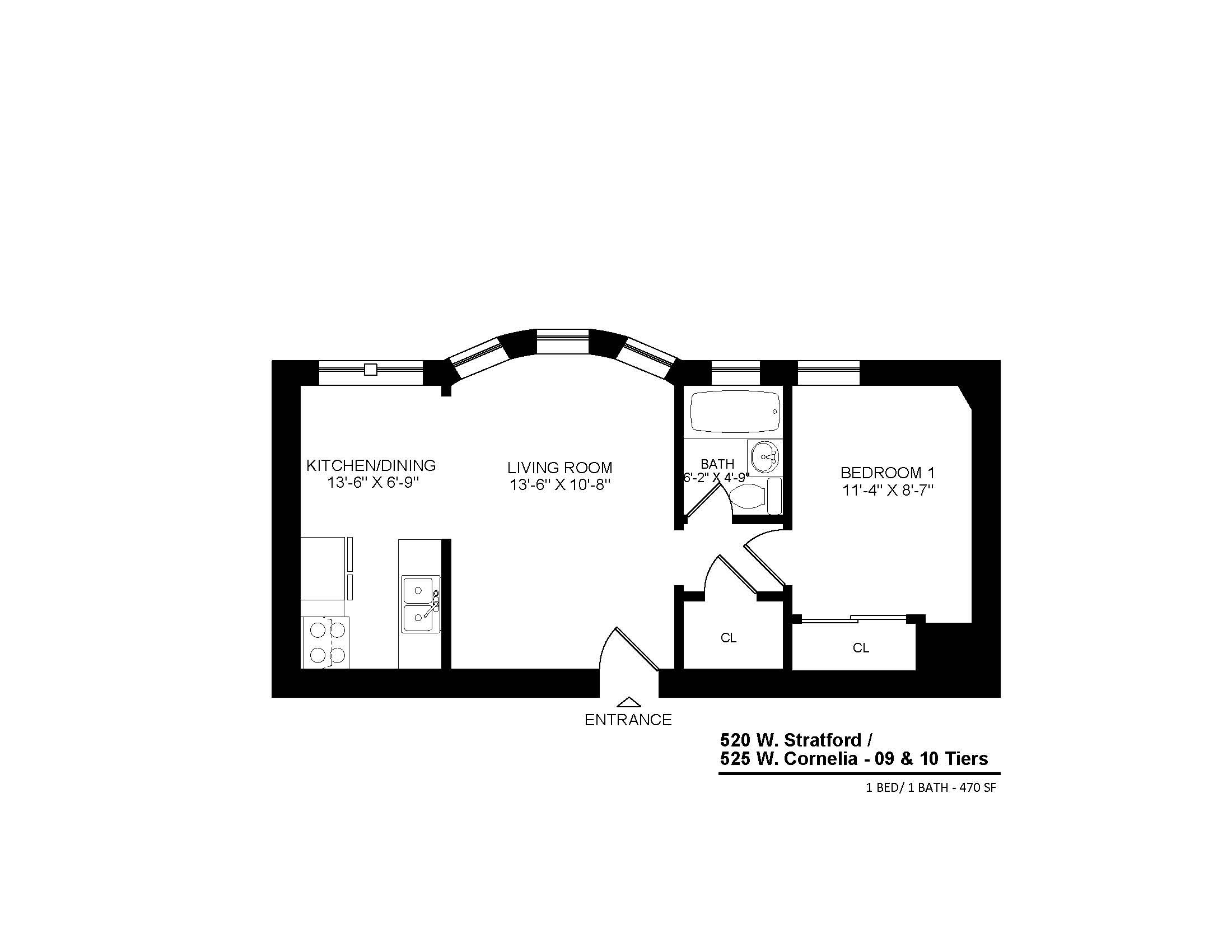 One Bed Tier 9 and 10 1 Bed Apartment 520 W. Stratford Place