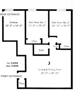 Garden House Apartments Two Bedroom J Tier Floor Plan.