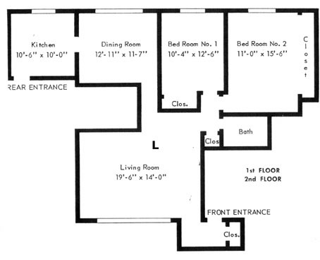 Garden House Apartments Two Bedroom L Tier Floor Plan.