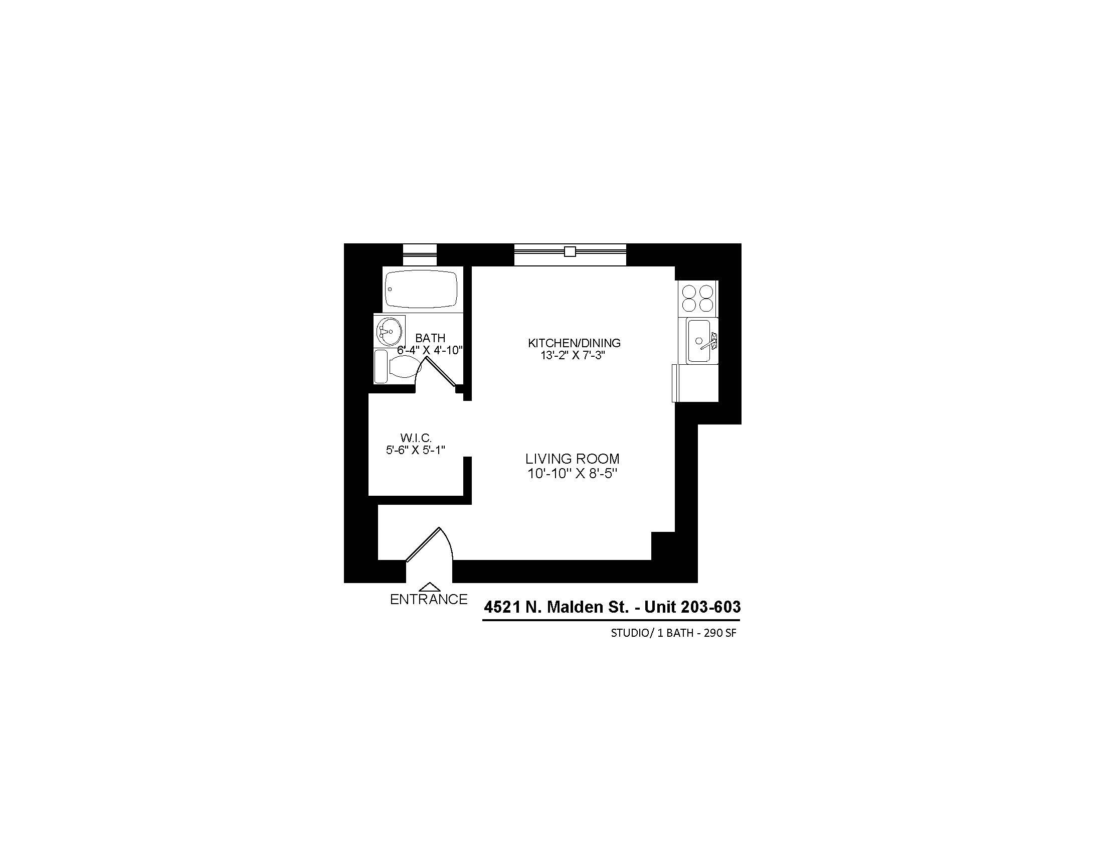 4521 North Malden 03 tier studio floor plan.