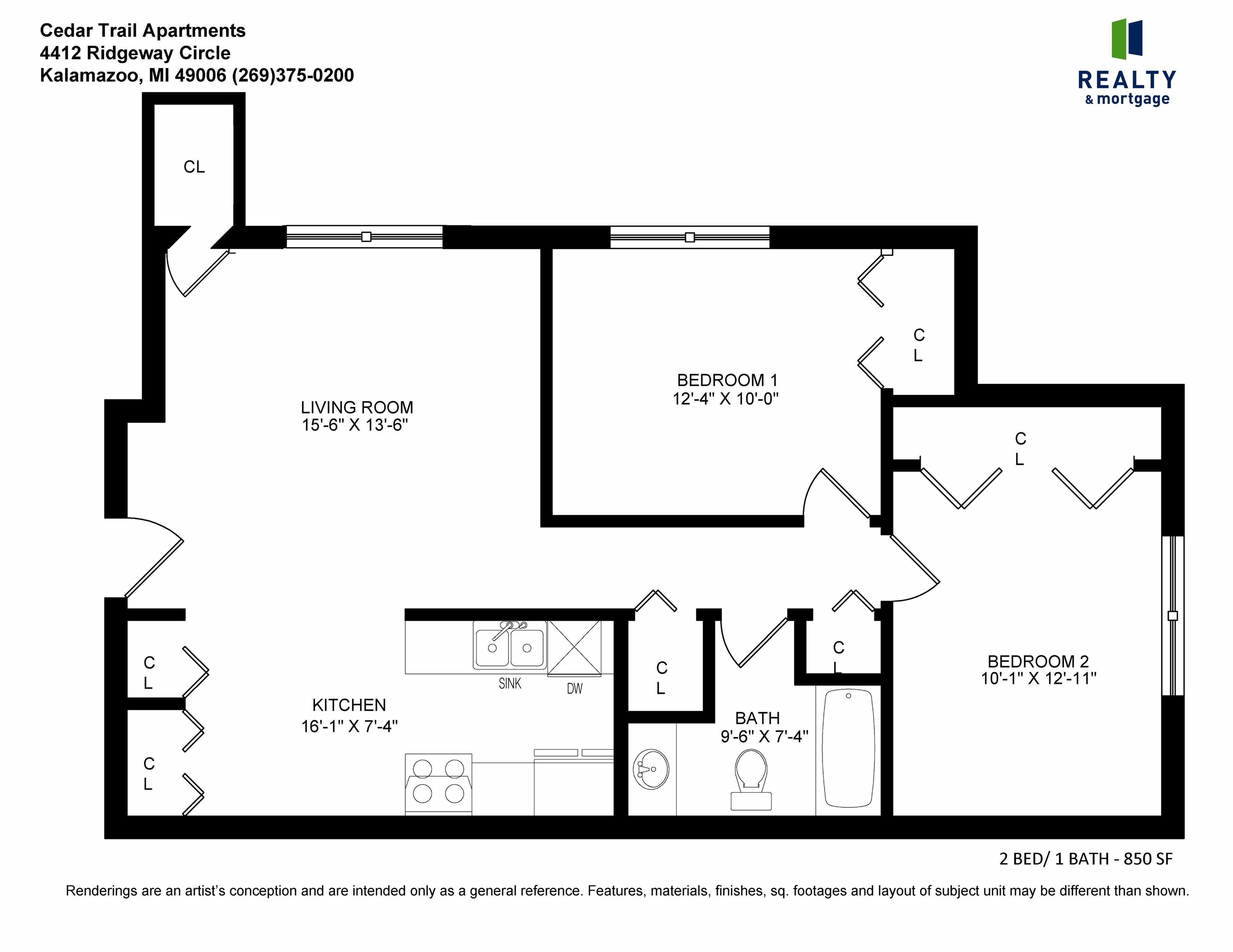 2 Bed Large 2 Bed Apartment Cedar Trail Apartments Kalamazoo