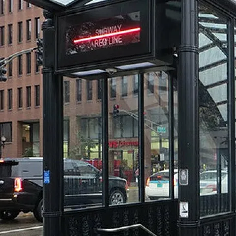 A redline CTA street level entrance.