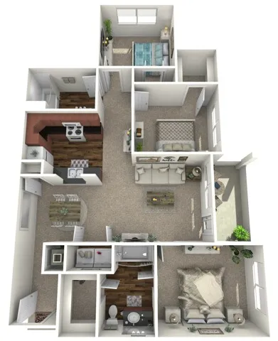 3 Bed 2 Bath Floor Plan