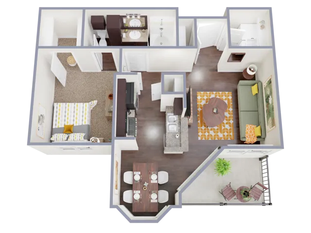 A2 Floorplan: 1 Bedroom, 1 Bathroom