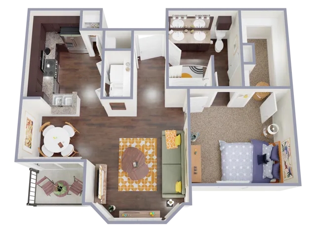 A3 Floorplan: 1 Bedroom, 1 Bathroom