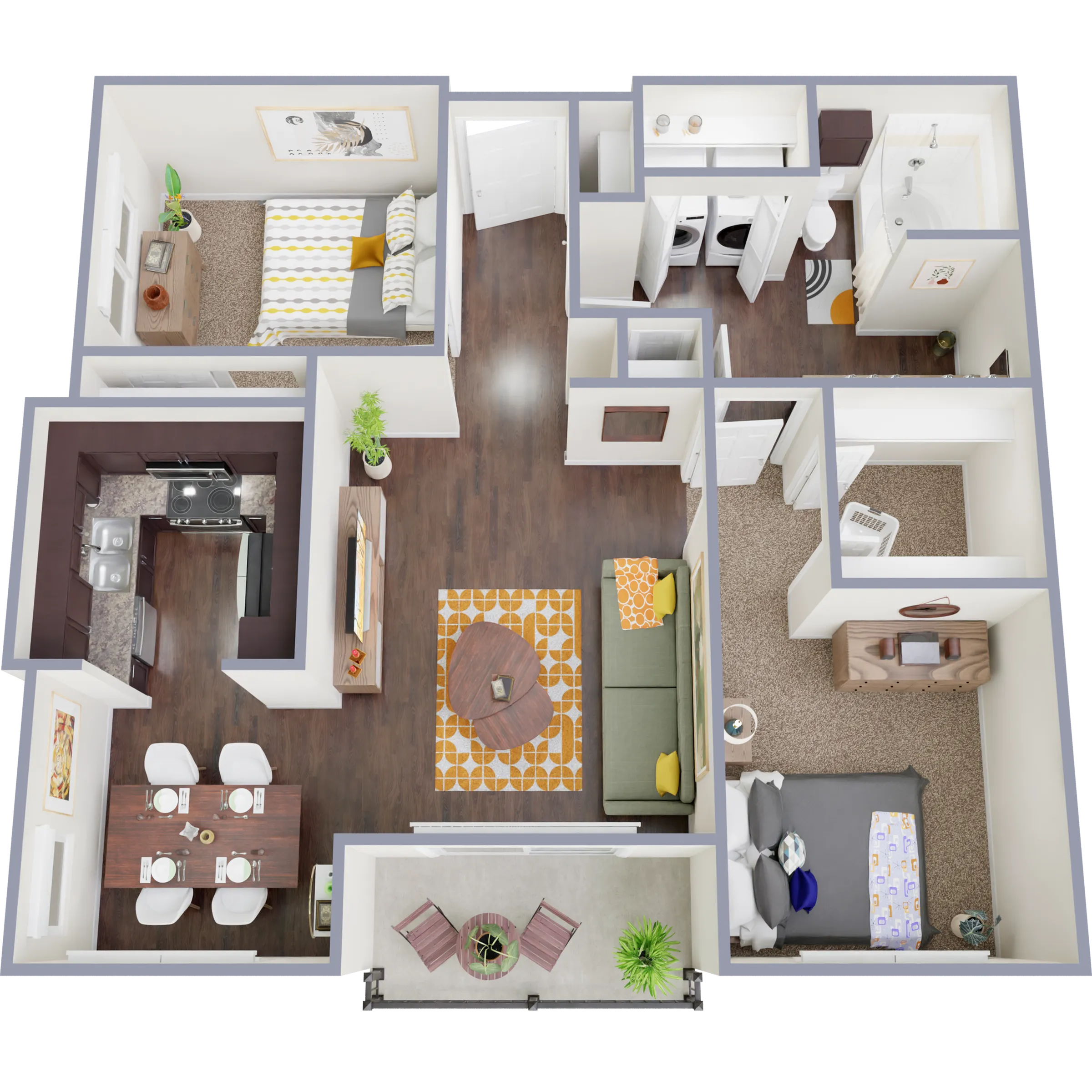 B160 Floorplan: 2 Bedrooms, 1 Bathroom