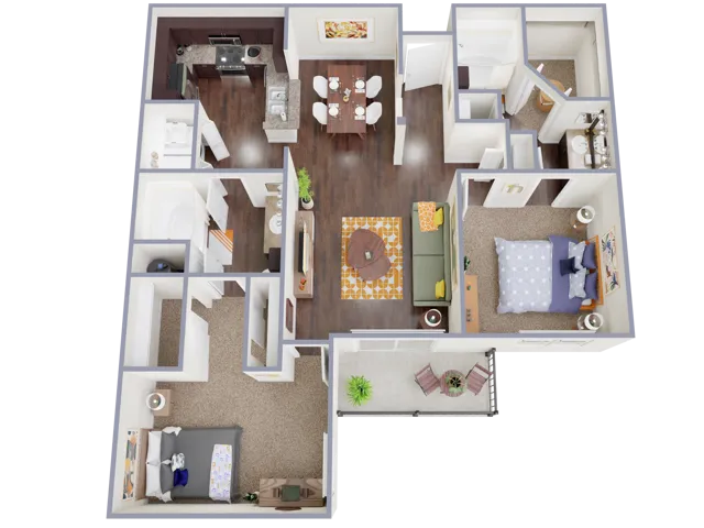 B480 Floorplan: 2 Bedrooms, 2 Bathrooms