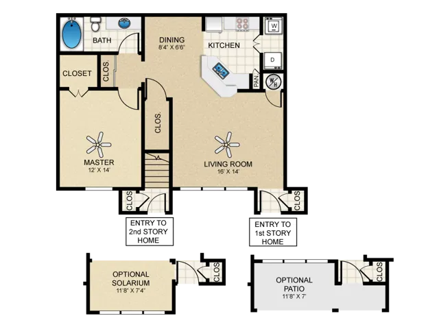 BB80 Floorplan: 1 Bedroom, 1 Bathroom