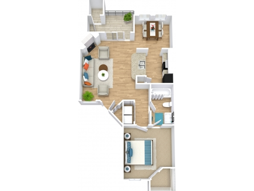 A1 Floorplan: 1 Bedroom, 1 Bathroom