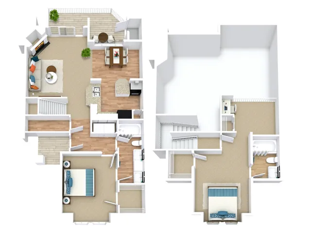 TH Floorplan: 2 Bedroom, 2 Bathroom