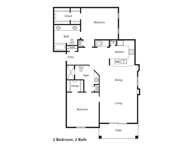B2 Floorplan: 2 Bedroom, 2 Bathroom