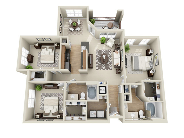 3CG Floorplan | 3 Bed, 2 Bath