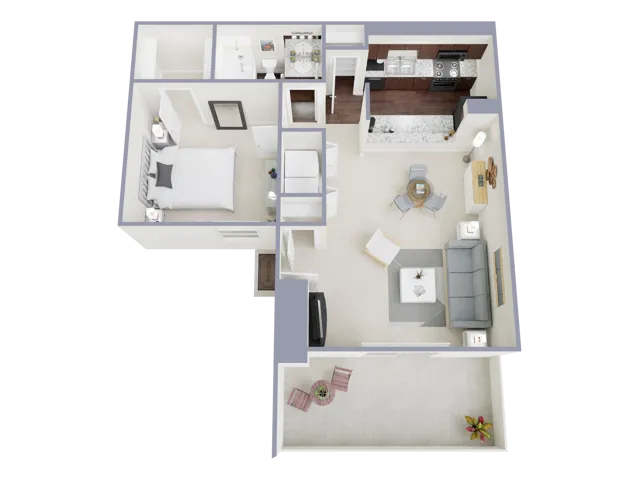 A4 Floorplan: 1 Bedroom, 1 Bathroom