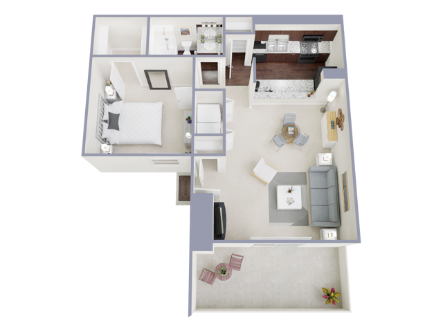 A4 Floorplan: 1 Bedroom, 1 Bathroom