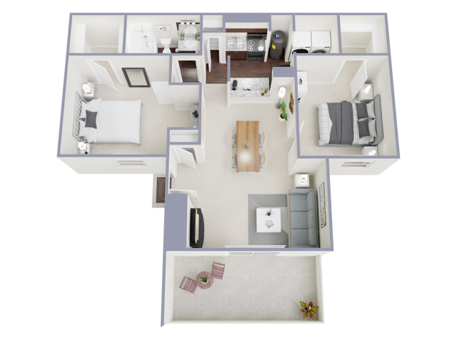 B1 Floorplan: 2 Bedroom, 1 Bathroom