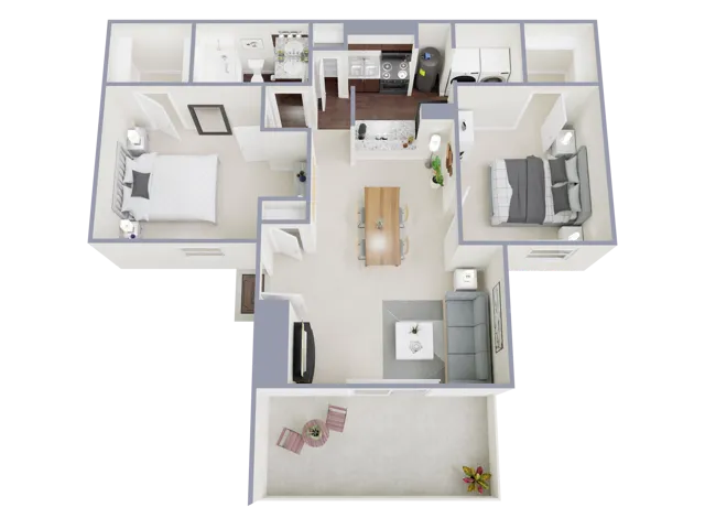 B1 Floorplan: 2 Bedroom, 1 Bathroom