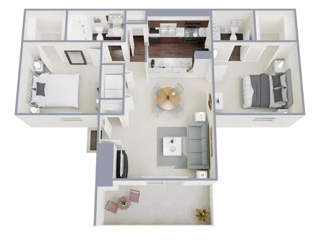 B2 Floorplan: 2 Bedroom, 1.5 Bathroom