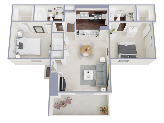 B3 Floorplan: 2 Bedroom, 2 Bathroom
