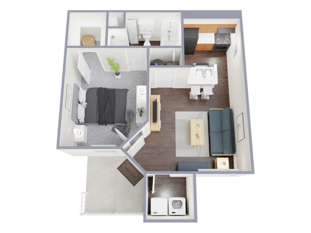 A1 Floorplan: 1 Bedroom, 1 Bathroom