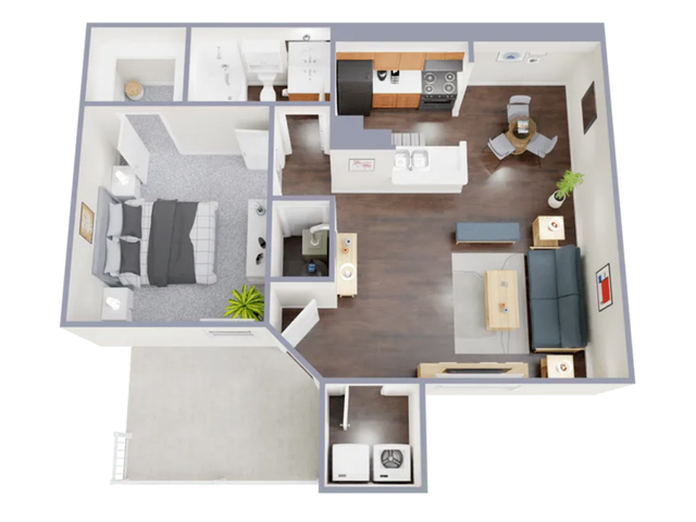 A2 Floorplan: 1 Bedroom, 1 Bathroom