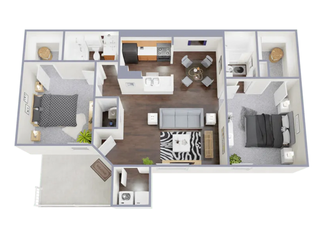 B2 Floorplan: 2 Bedroom, 2 Bathroom