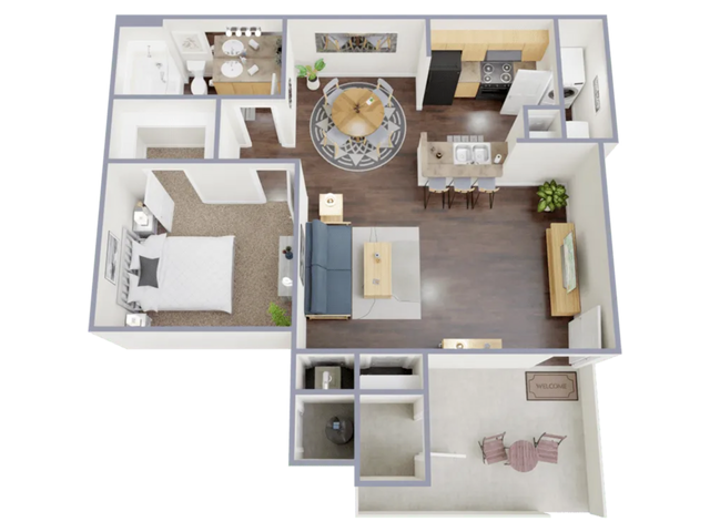 A1 Floorplan: 1 Bedroom, 1 Bathroom