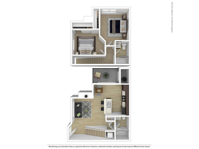 22B Floorplan: 2 Bedrooms, 2 Bathrooms