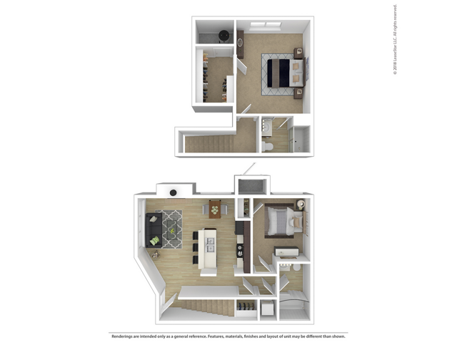22C Floorplan: 2 Bedrooms, 2 Bathrooms