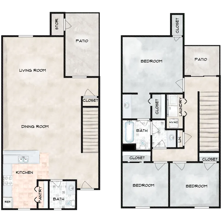 3 Bedroom | 1.5 Bathroom Floor Plan