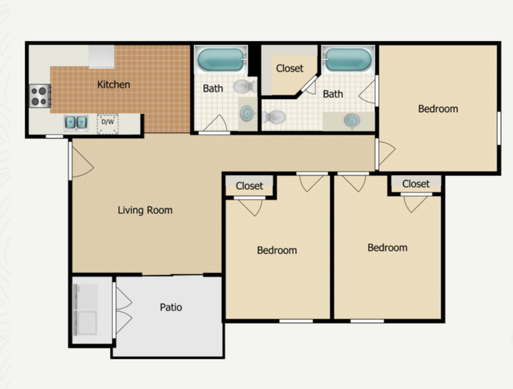 Three Bedroom Floor Plan