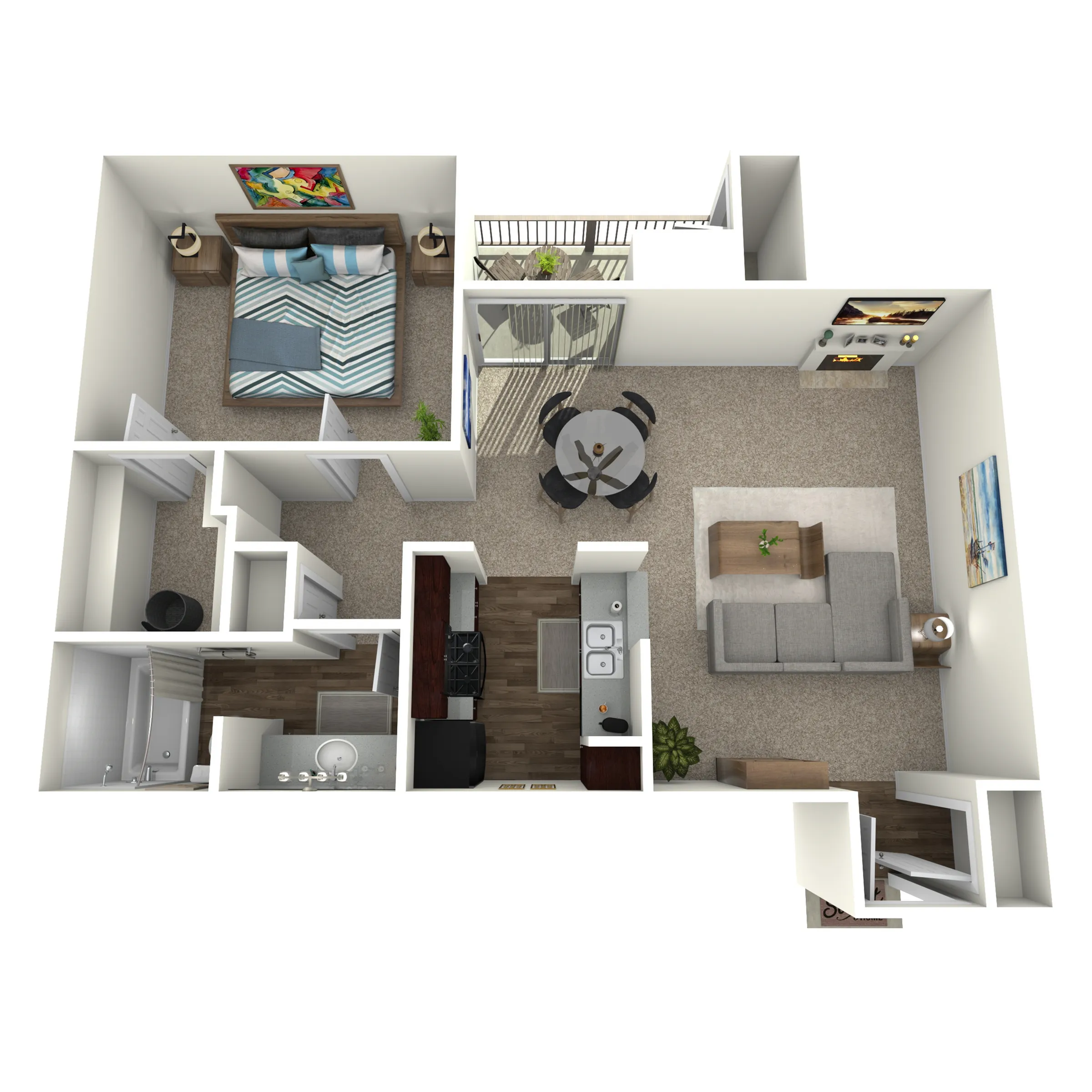 A1 Floorplan: 1 Bedroom, 1 Bathroom