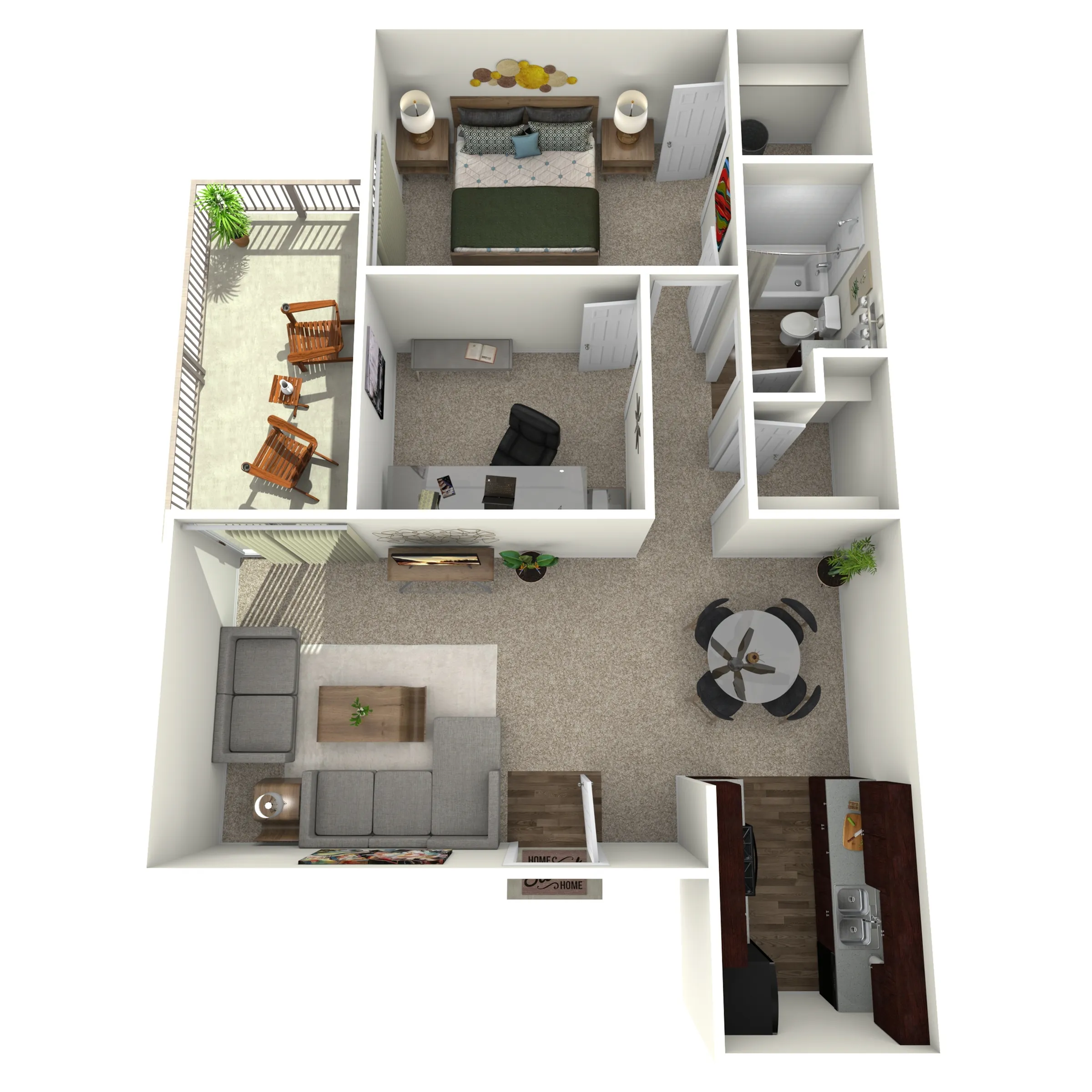A4 Floorplan: 1 Bedroom, 1 Bathroom