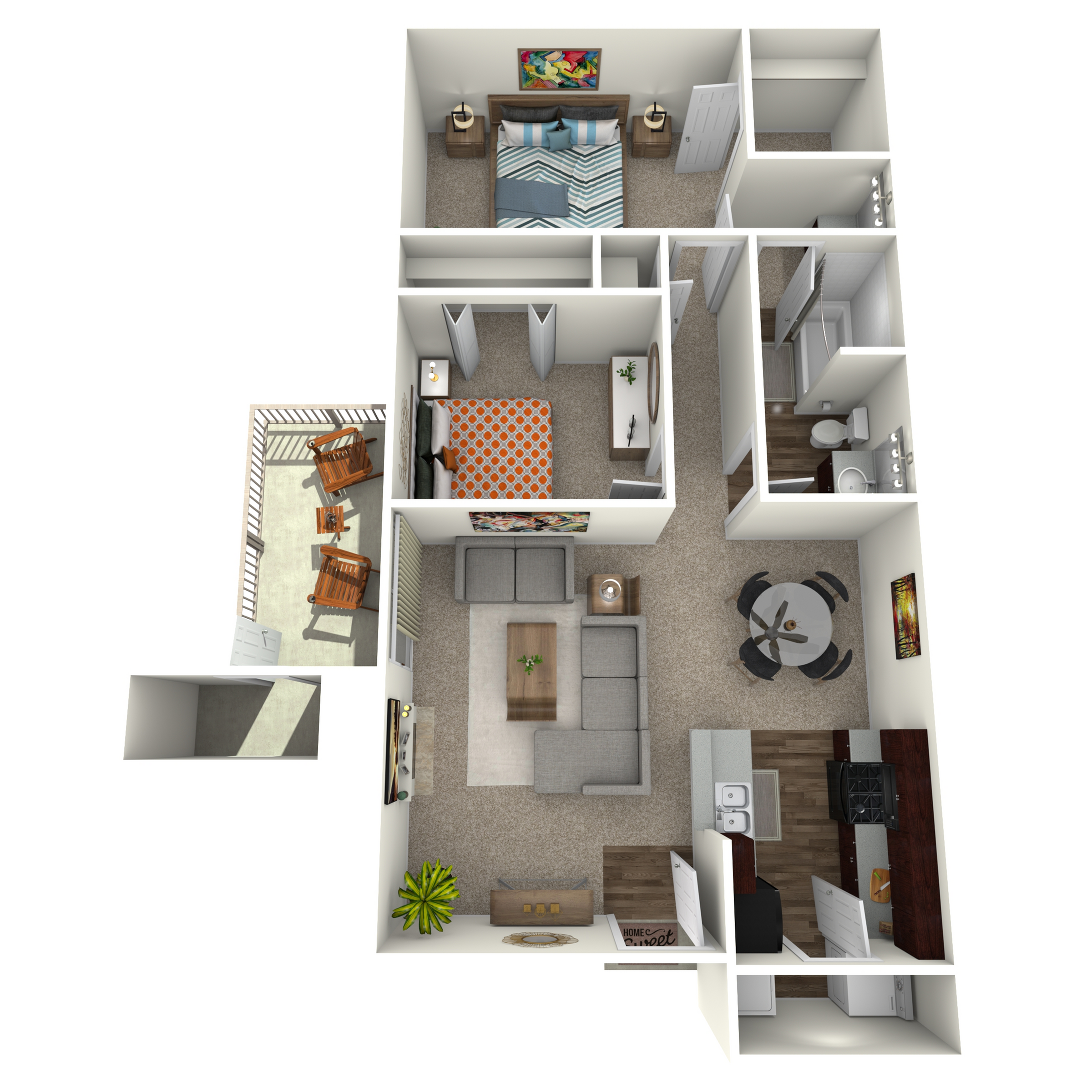 B2 Floorplan: 2 Bedroom, 1 Bathroom