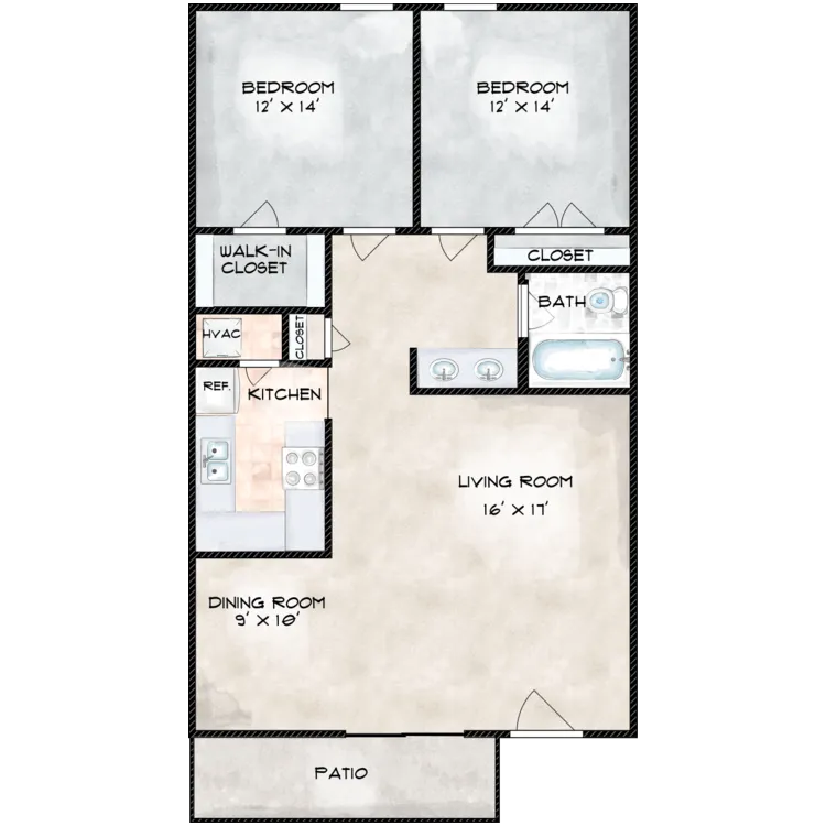 2 Bedroom Floor Plan