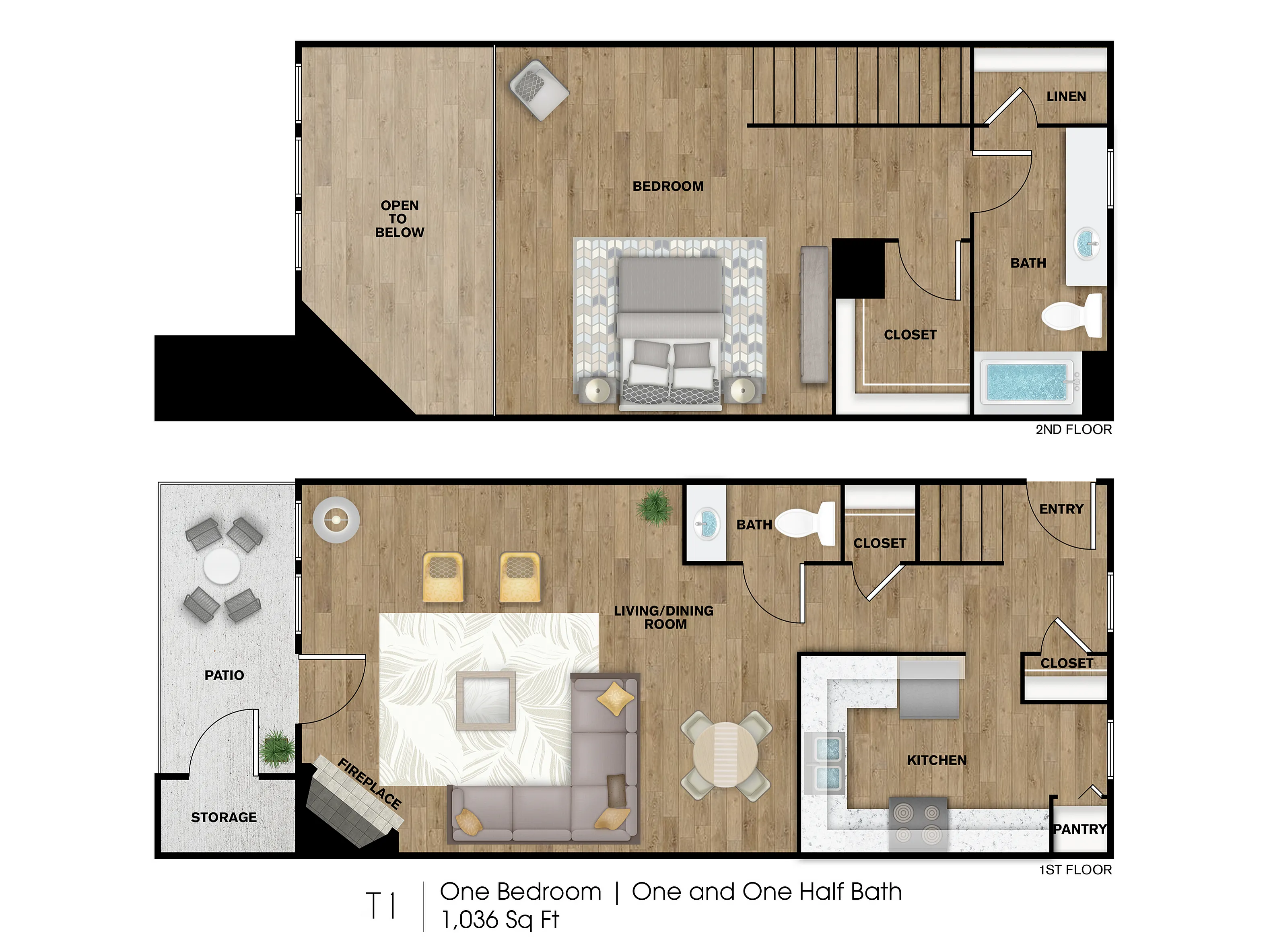 T1 1036sqft