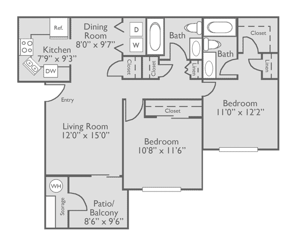 2 Bed, 2 Bath (60% Income Restricted)
