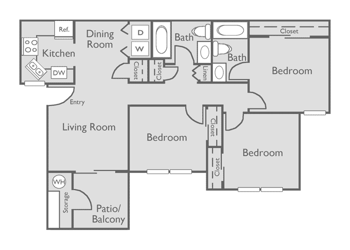 3 Bed, 2 Bath (80% Income Restricted)