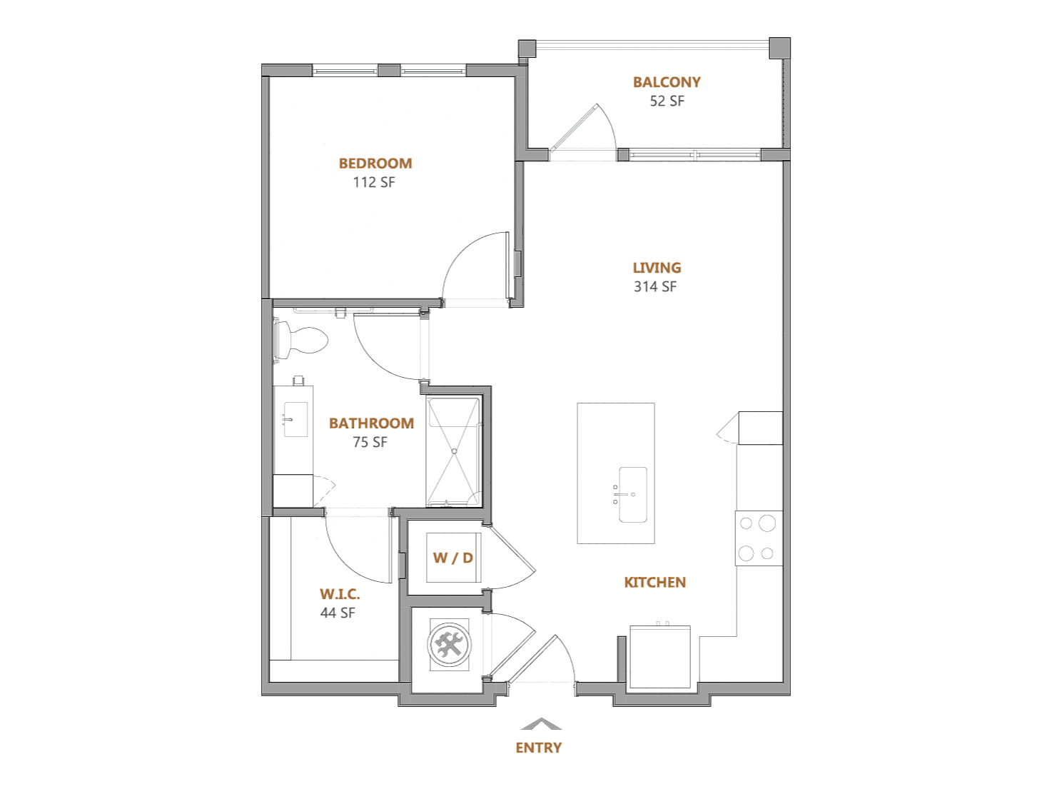 Oslo Apartments 1 bed 1 bath A floor plan image - Fairburn, GA