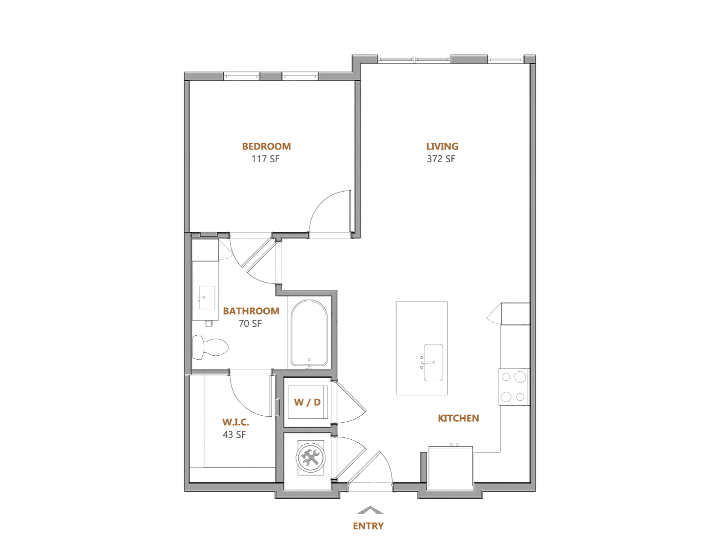Oslo Apartments 1 bed 1 bath B floor plan image - Fairburn, GA
