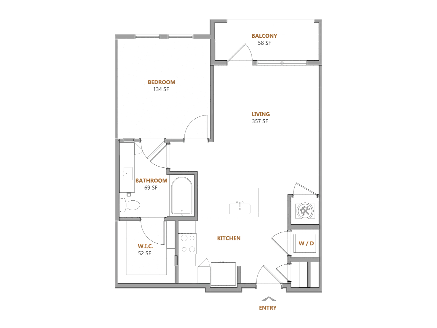 Oslo Apartments 1 bed 1 bath C floor plan image - Fairburn, GA