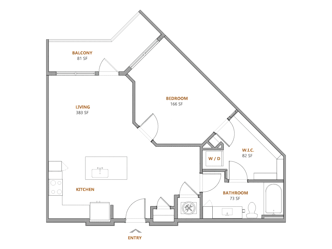 Oslo Apartments 1 bed 1 bath E floor plan image - Fairburn, GA